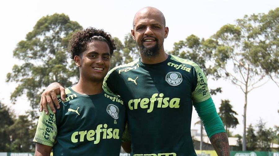 felipe melo e linyker seu filho e atleta do sub 17 do palmeiras